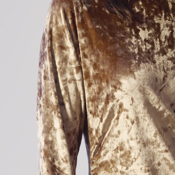 Bozzolo Velvet Long Sleeve Bodysuit in Brown - Picture 2 of 4